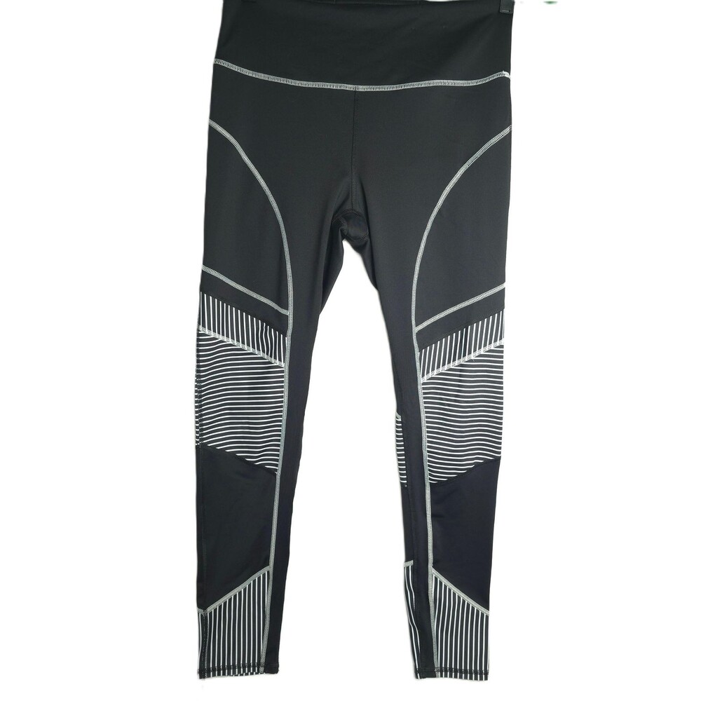 Fila Leggings Womens Size Large Black Striped High Rise Athletic Yoga